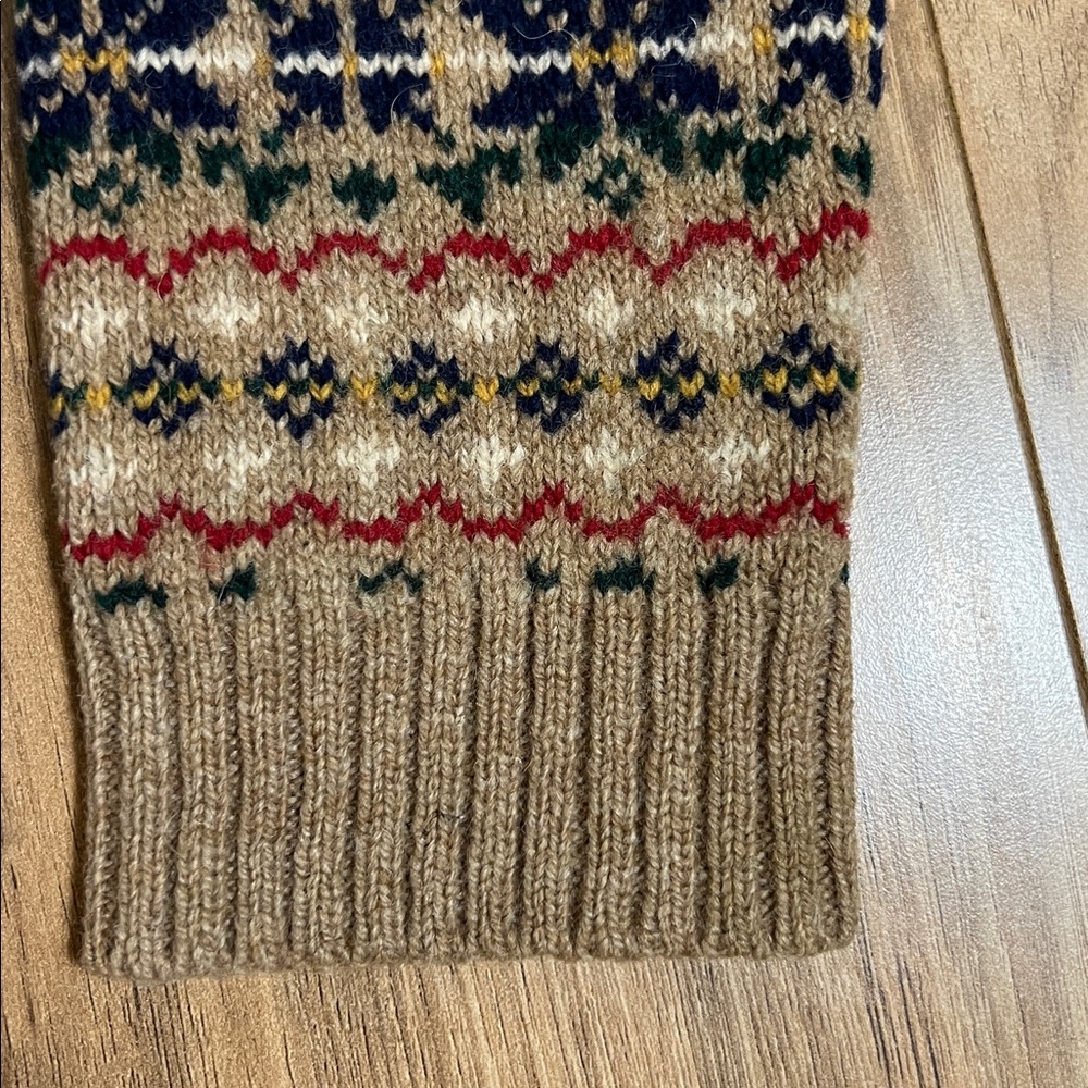 Vintage Abercrombie & Fitch V-neck Fair Isle 100% Wool Shetland Sweater Sz M - Picture 5 of 7